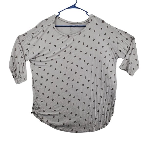 LOFT Outlet Top Women's 3/4 Sleeve Tunic Paisley Design Grey Extra Large - Picture 1 of 11